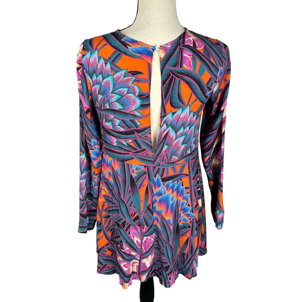 Mara Hoffman Herbarium Swing Dress Persimmon Abstract Print Long Sleeve Sz  S - Picture 6 of 16